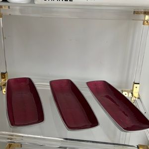 Handmade burgundy tray beautiful for decoration or holiday party dessert display